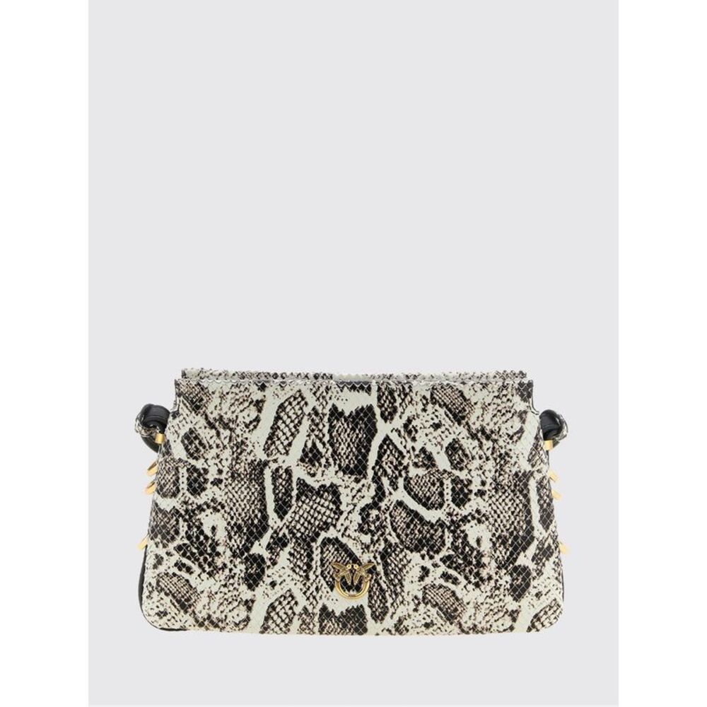 Pinko Women Pinko Python Print Leather Crossbody Bag With Love Birds Logo Buckle